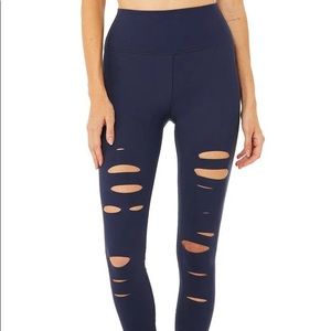 alo yoga leggings | High-waisted ripped warrior - Navy